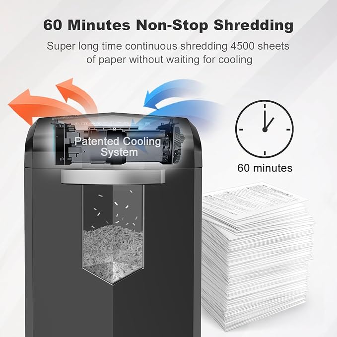 Bonsaii 16-Sheet Microcut Paper Shredder, 60-Minute Home Office Heavy Duty