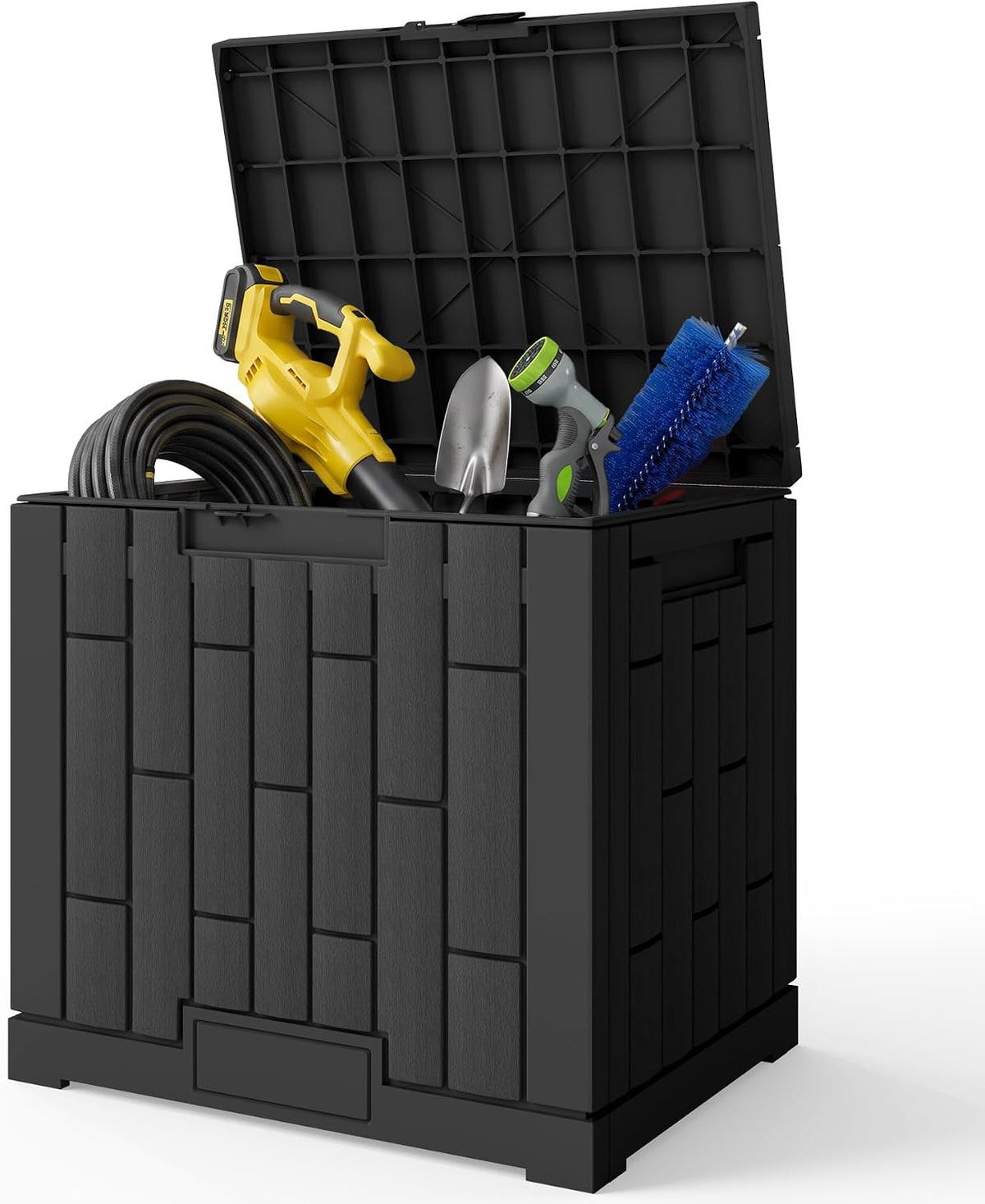 Outdoor Storage Box, 30 GallonWaterproof Resin Patio Deck Box (Black)
