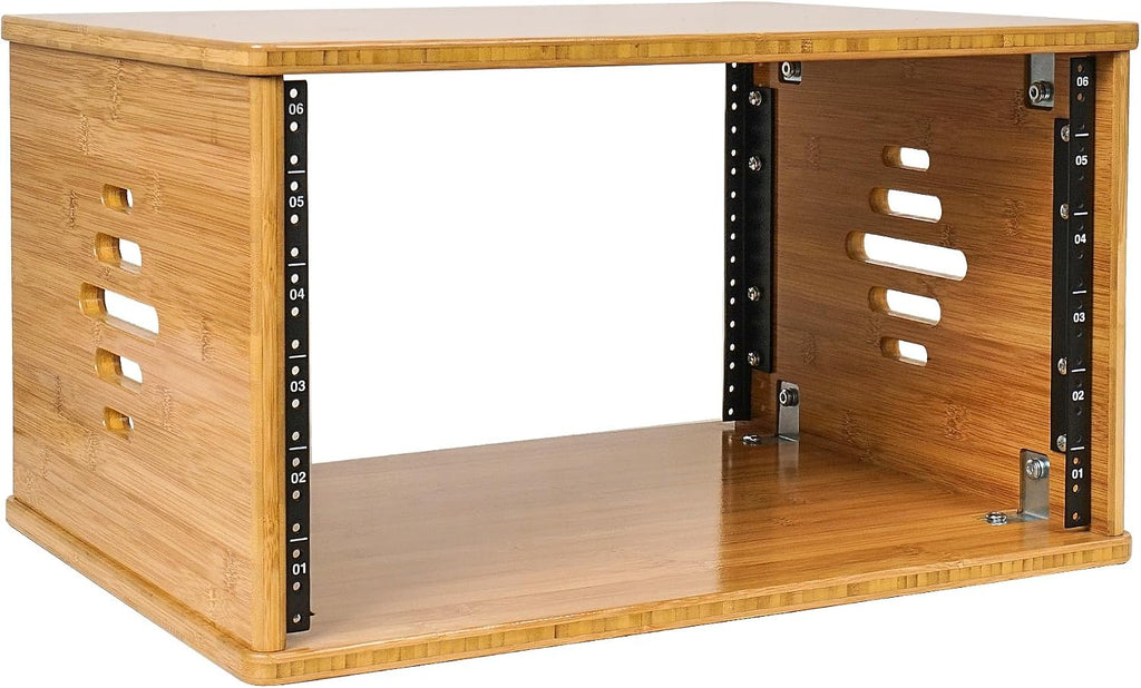 Sound Town DIY 6U Solid Carbonized Bamboo Studio Equipment Rack w/ 14.2" Depth