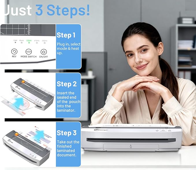 Buyounger 3-10 Mil Laminator Machine, 4-Roller Commercial Laminator Machine