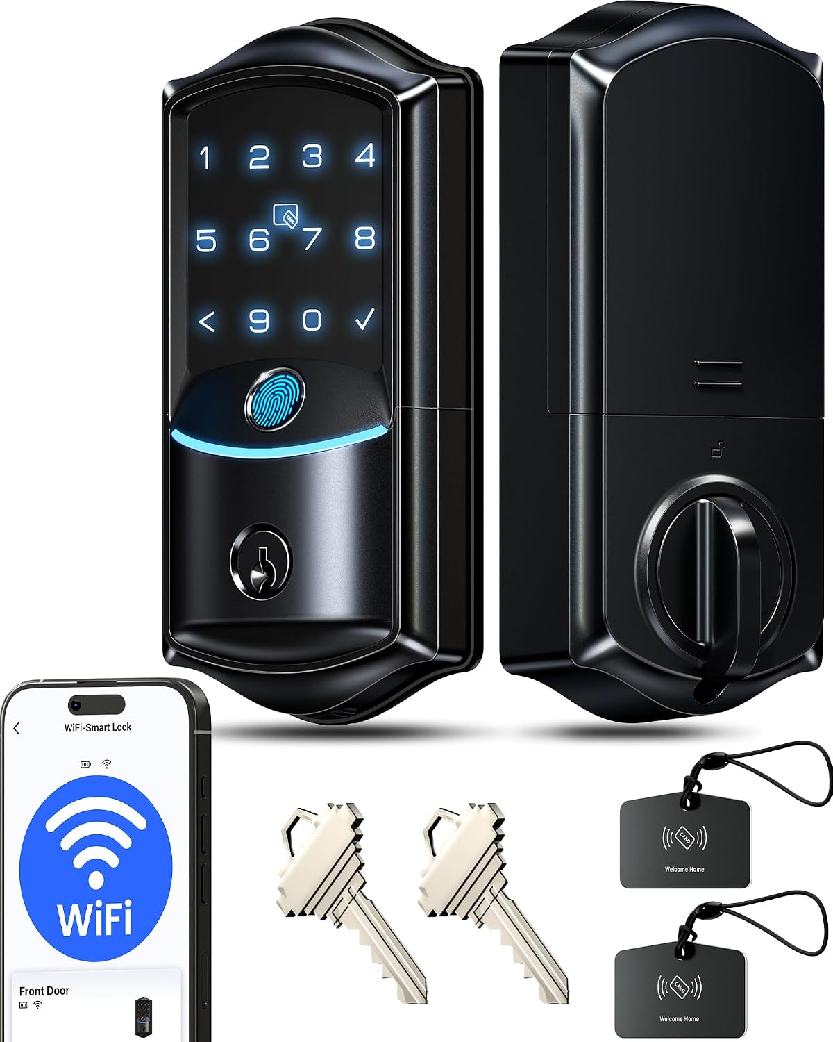 Veise VE027 WiFi Smart Lock Fingerprint Keyless Entry Deadbolt Matte Black