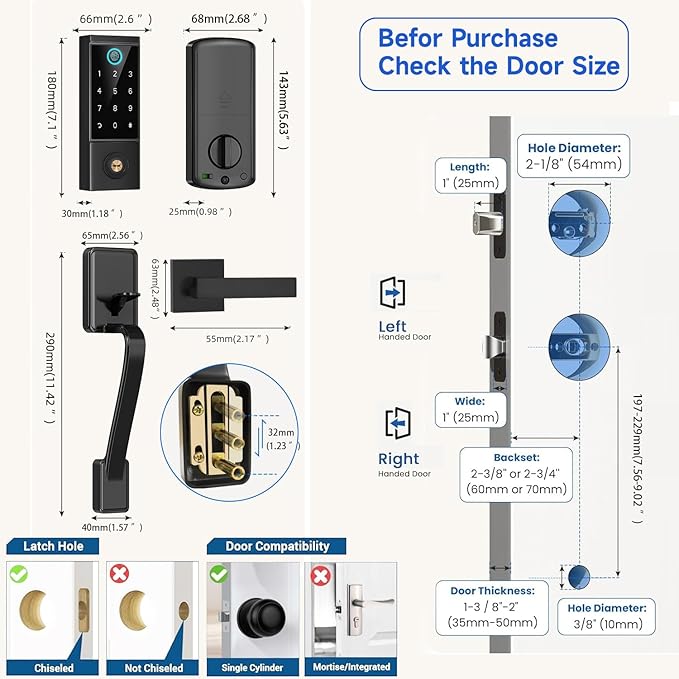 BEBASIA Heavy Duty Fingerprint Smart Door Lock