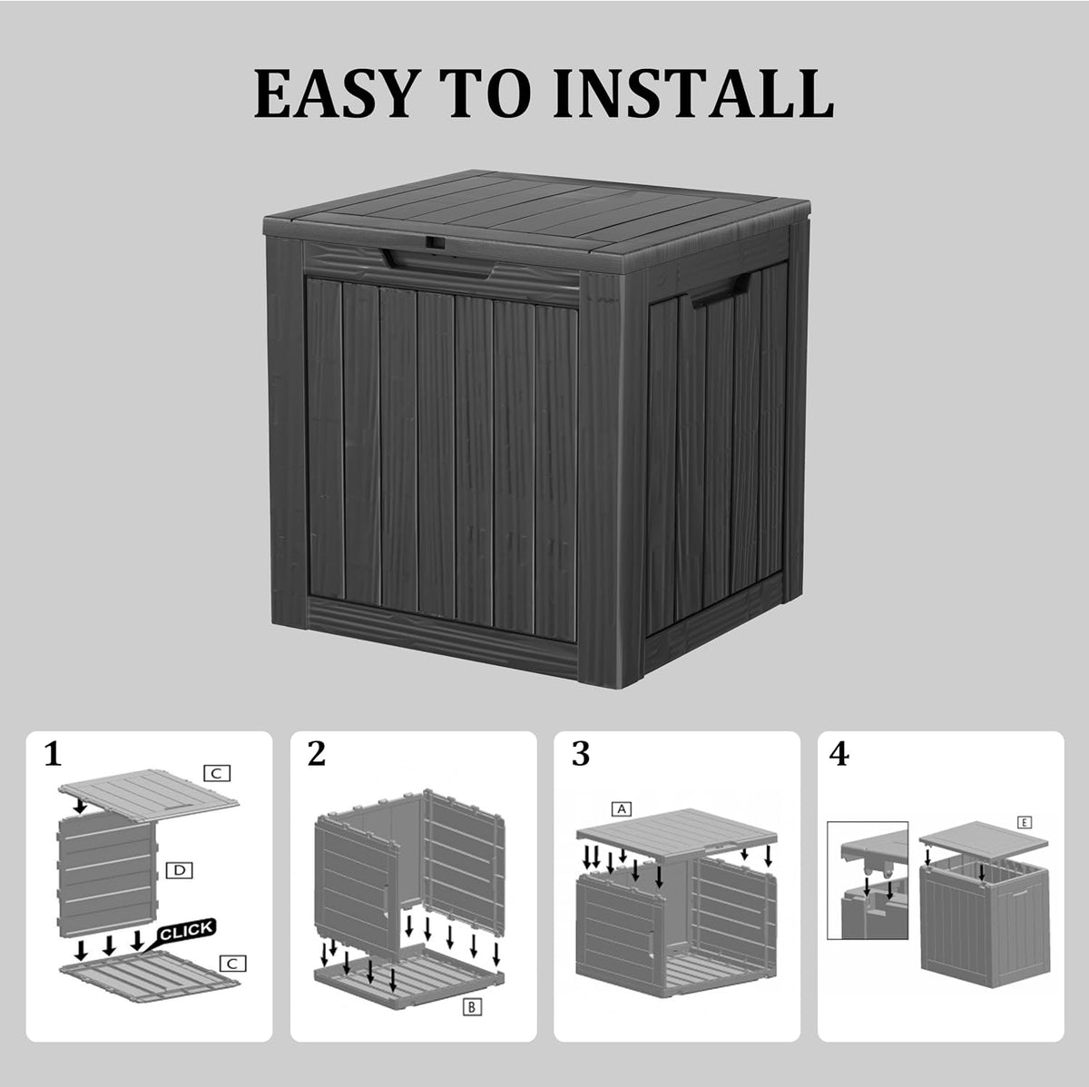 outdoor storage box, 31 gallon deck box indoor, package contents