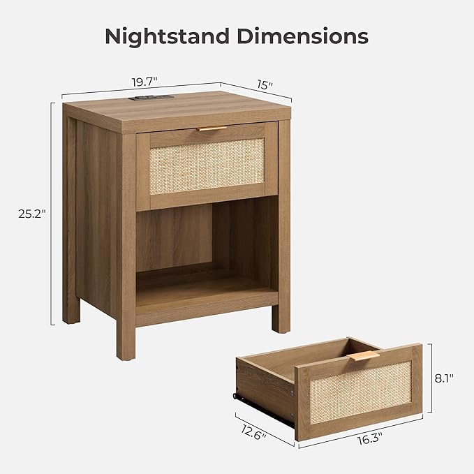 SICOTAS Rattan Night Stand