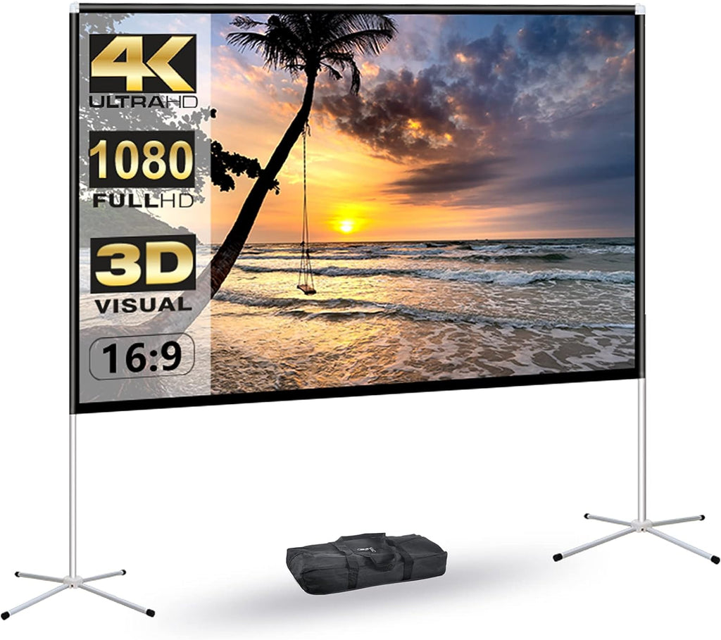 Portable Projector Screen with Stand Outdoor: Camping Projection Screen 80 inch