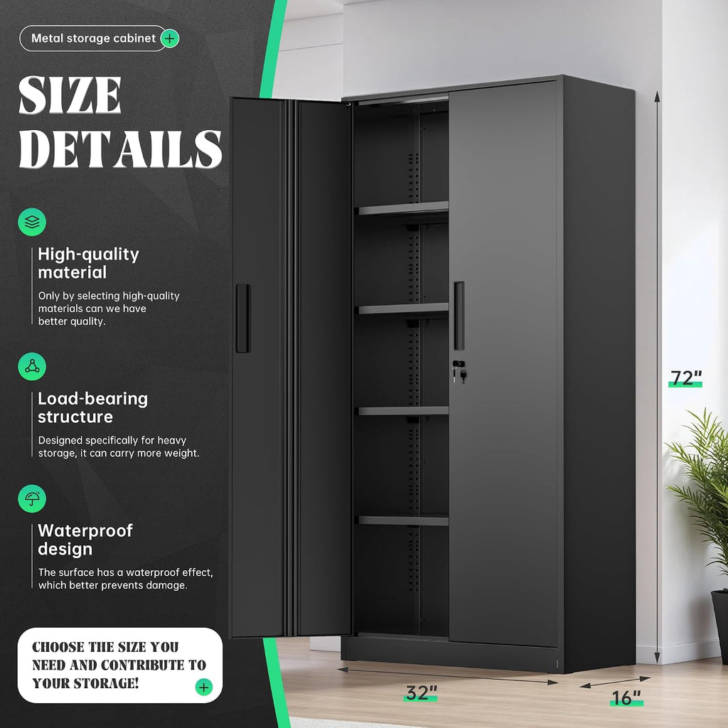 oakcloud metal storage cabinet tool organizer, 72" lockable, close-up detail