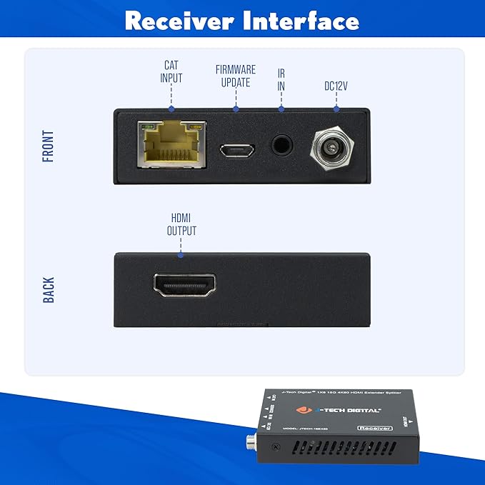 J-Tech Digital HDMI 2.0 4K Extender Splitter Over Single Cable CAT6