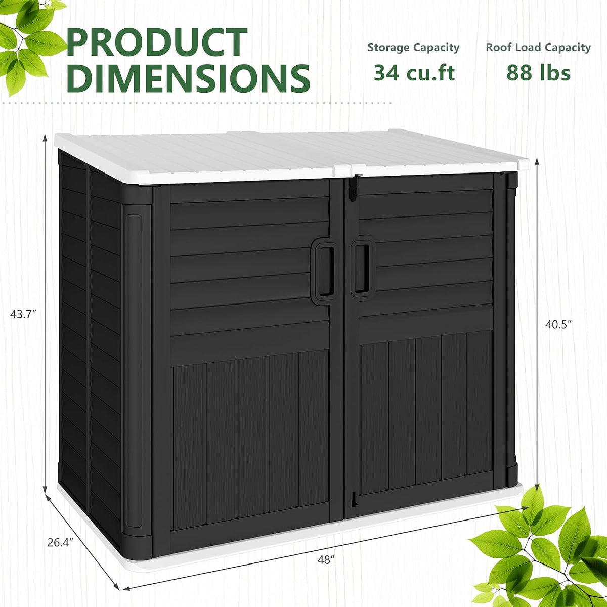 greesum outdoor trash can storage shed, 34 cu.ft on a desk or shelf