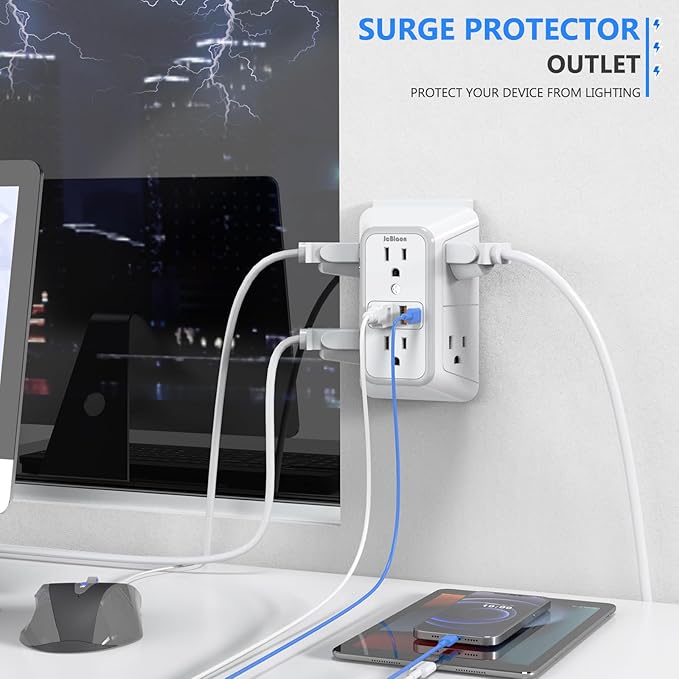 3 Pack Surge Protector Outlet Extender, 6 Outlet Splitter