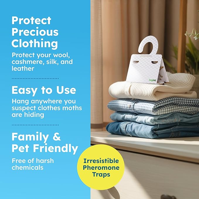 BugMD Clothes & Pantry Moth Traps – Sticky Glue Pheromone-Based Repellent