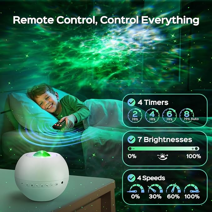 One Fire Galaxy Projector 360 Modes+15 White Noise+Bluetooth Star Projector
