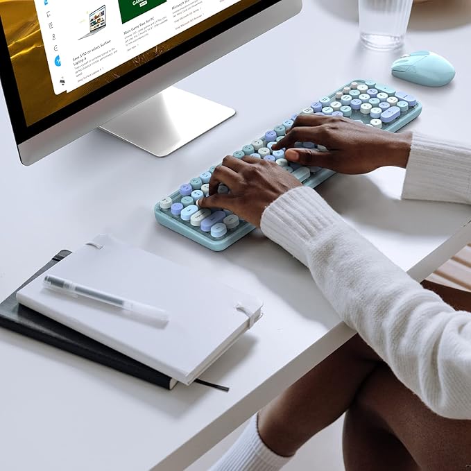 MOFII Wireless Keyboard and Mouse Combo, Retro Keyboard