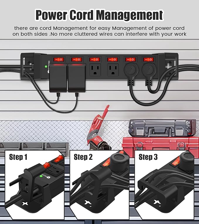 Heavy Duty Power Strip, 6 Outlets Metal Power Strip
