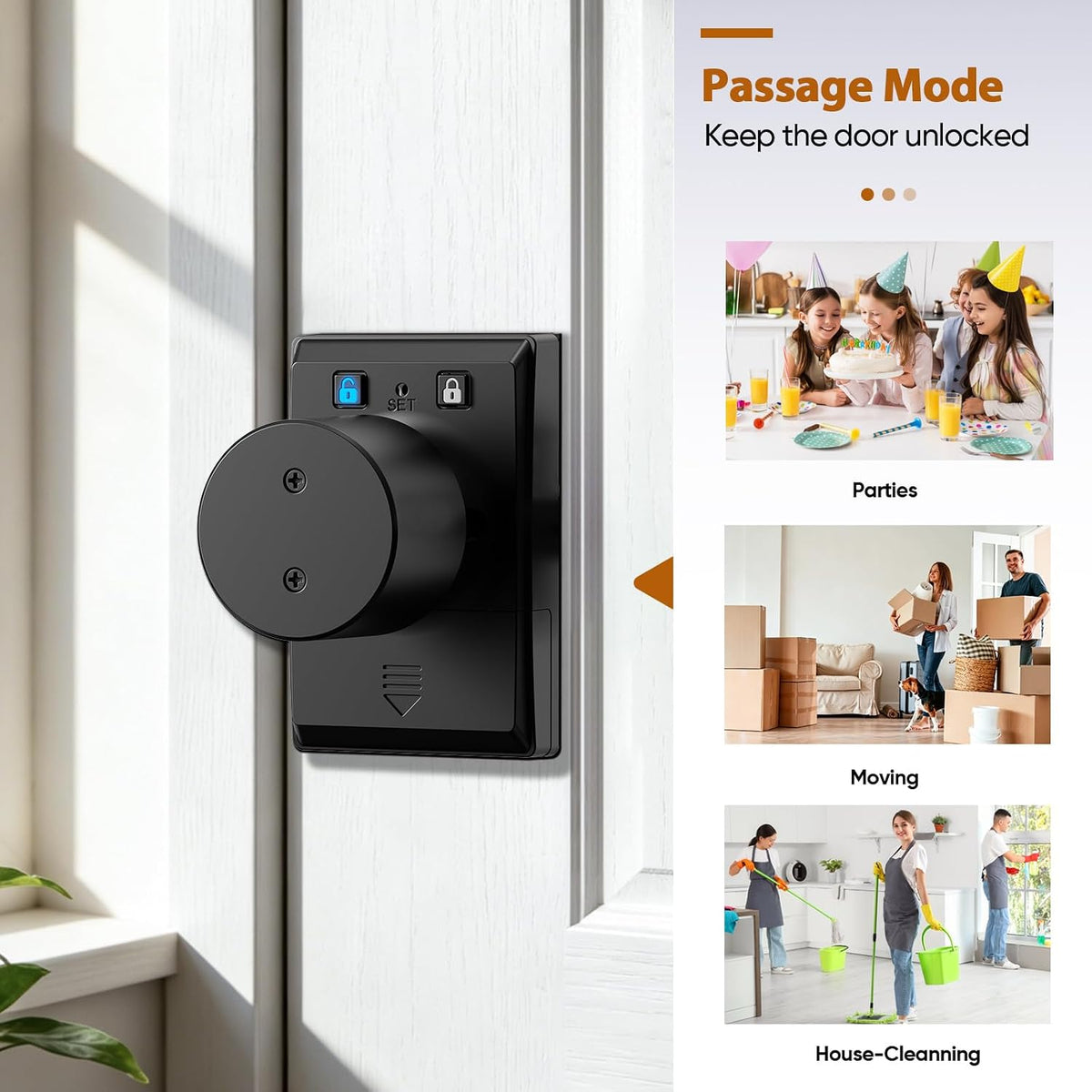 keyless entry door knob smart keypad door lock, close-up detail