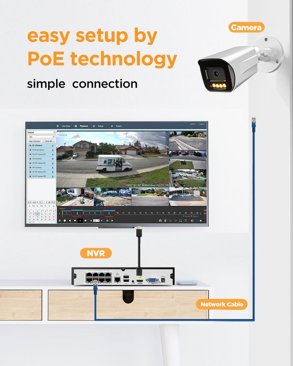 poe nvr security camera system 5mp with 2tb shown in use