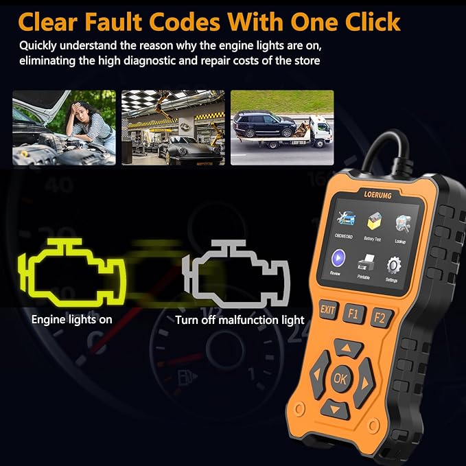 LOERUMG OBD2 Scanner Diagnostic Tool, Enhanced Check Engine Code Reader