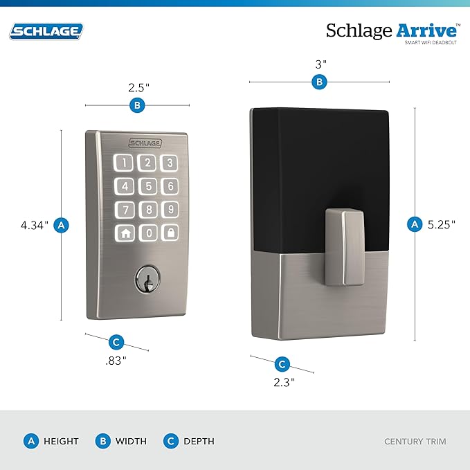 Schlage Arrive WiFi Deadbolt Smart Lock, Keyless Entry Door Lock