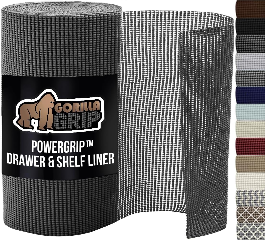 GORILLA GRIP powerGRIP Drawer Shelf and Cabinet Liner, Thick Strong Hold