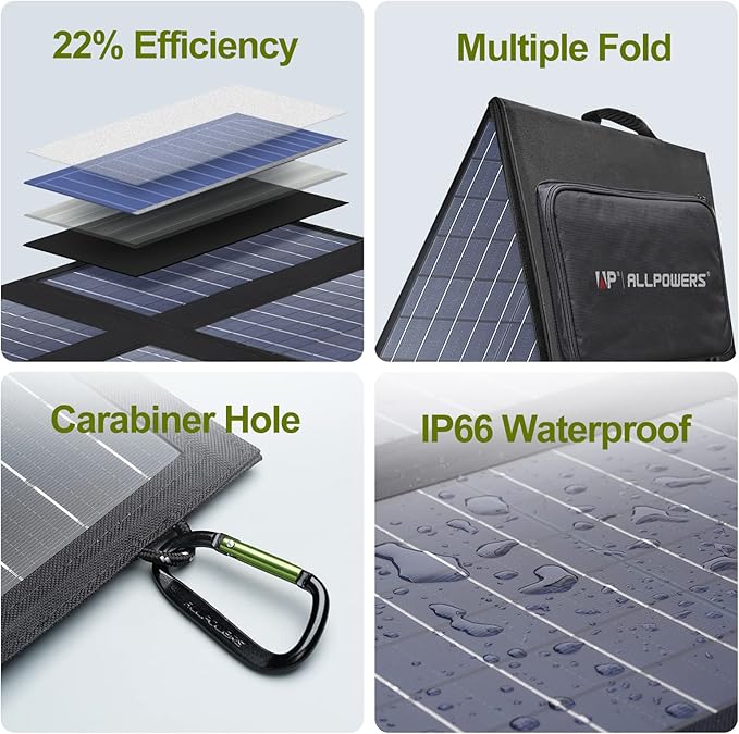 ALLPOWERS SP026 60W Portable Solar Panel, Foldable Solar Charger