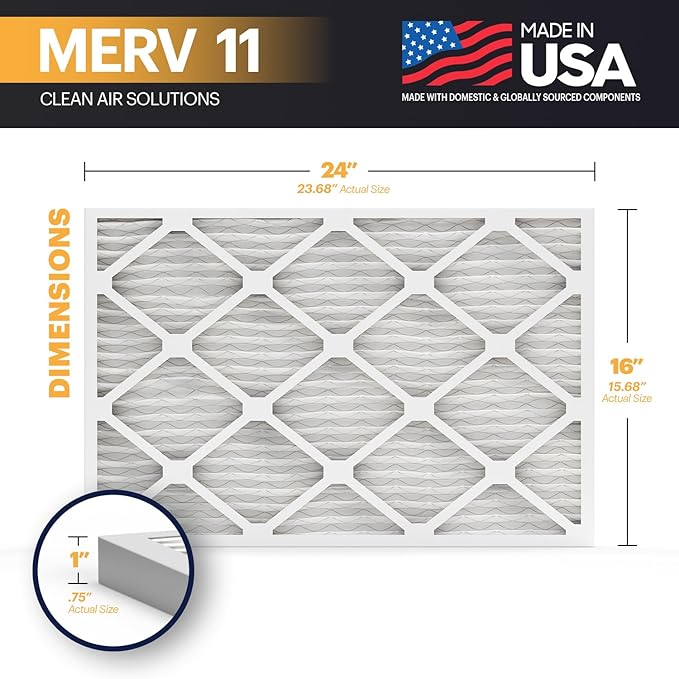 BNX TruFilter 16x24x1 Air Filter MERV 11 (6-Pack)