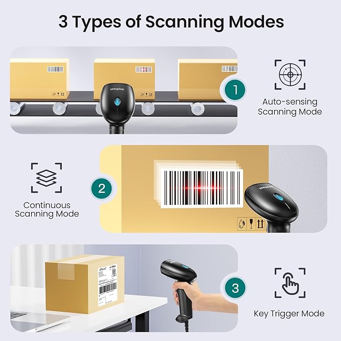 Barcode Scanner with Stand, USB Wired Inventory 2D 1D QR Code Scanner