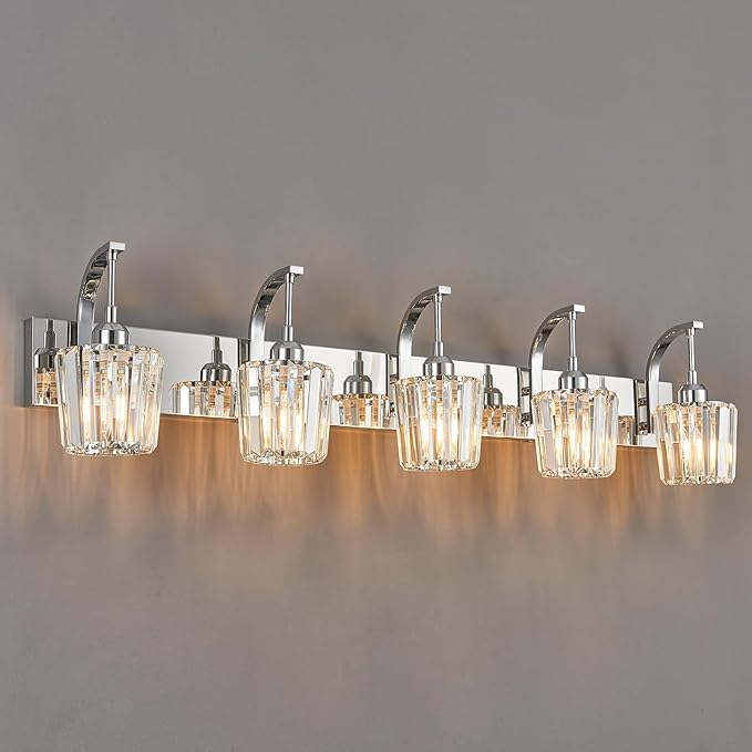 FDPBY Modern Bathroom Vanity Light, 5-Light Chrome Wall Sconce