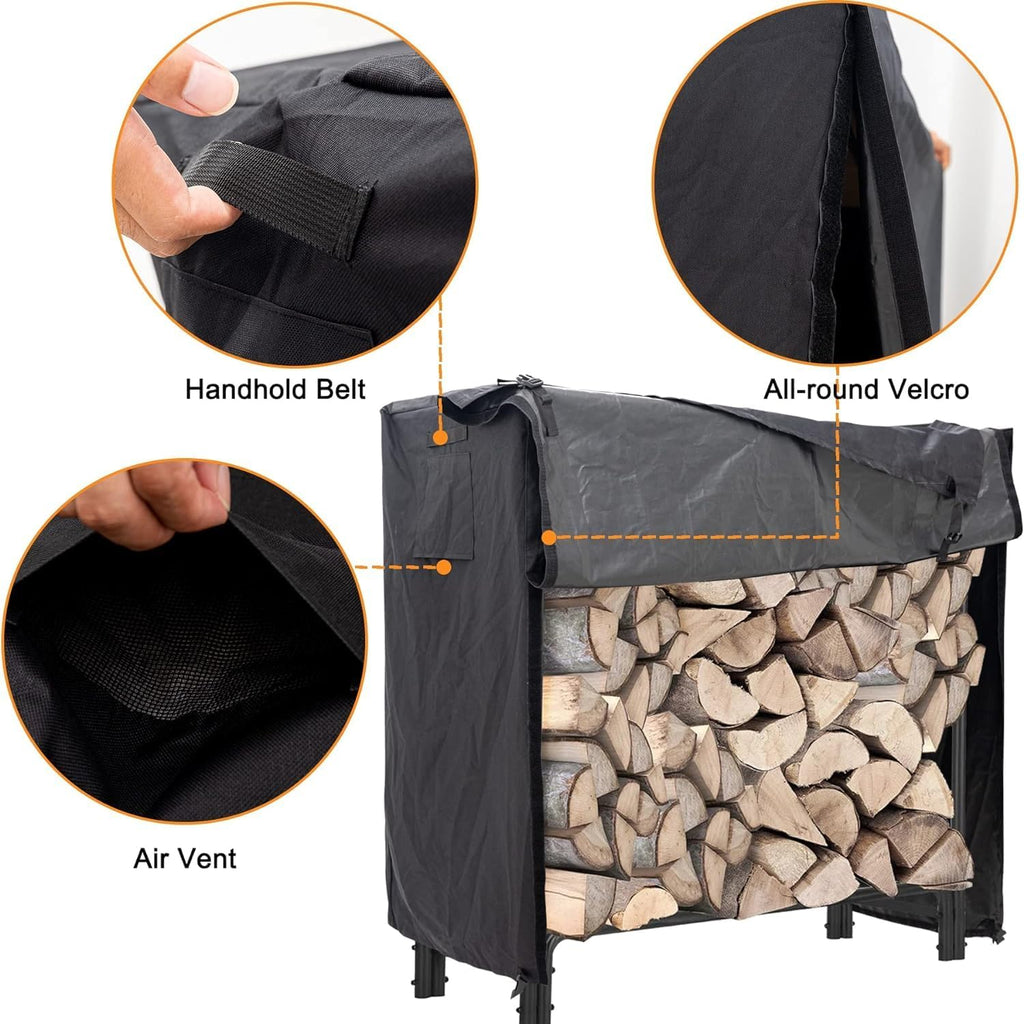 firewood log rack cover 8ft wood storage rack shown in use