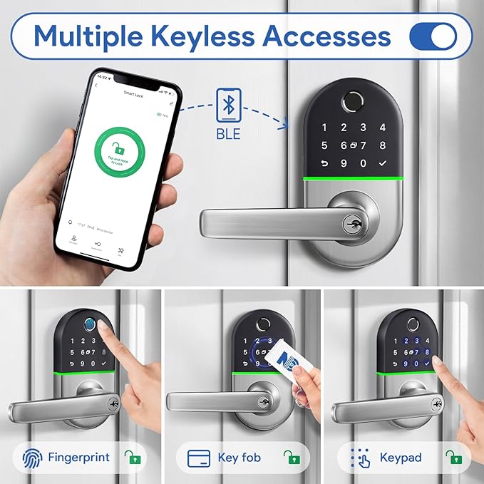 Smart Keypad Door Lock with Handle: NICE DIGI Keyless Entry Fingerprint Lock