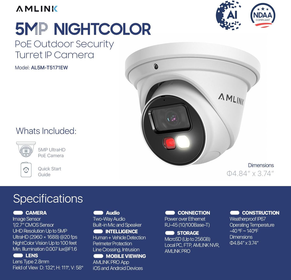 amlink 2-pack 5mp security ai ip poe camera, view 9