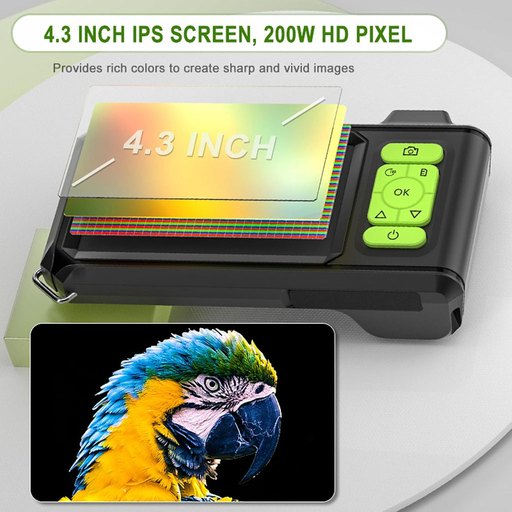 dual lens borescope with light, 1080p industrial endoscope showing dimensions