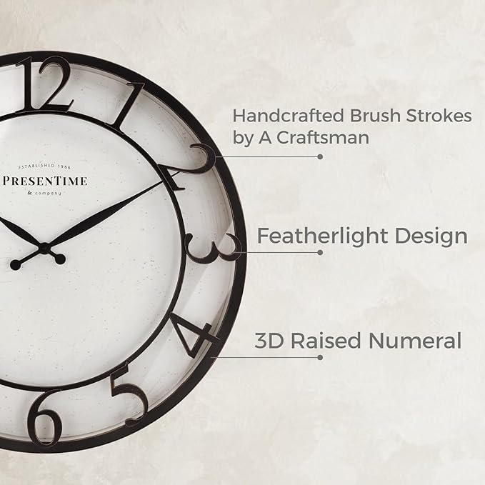 Presentime & Co 21" Farmhouse Series Wall Clock, Vintage Style, Retro Clock