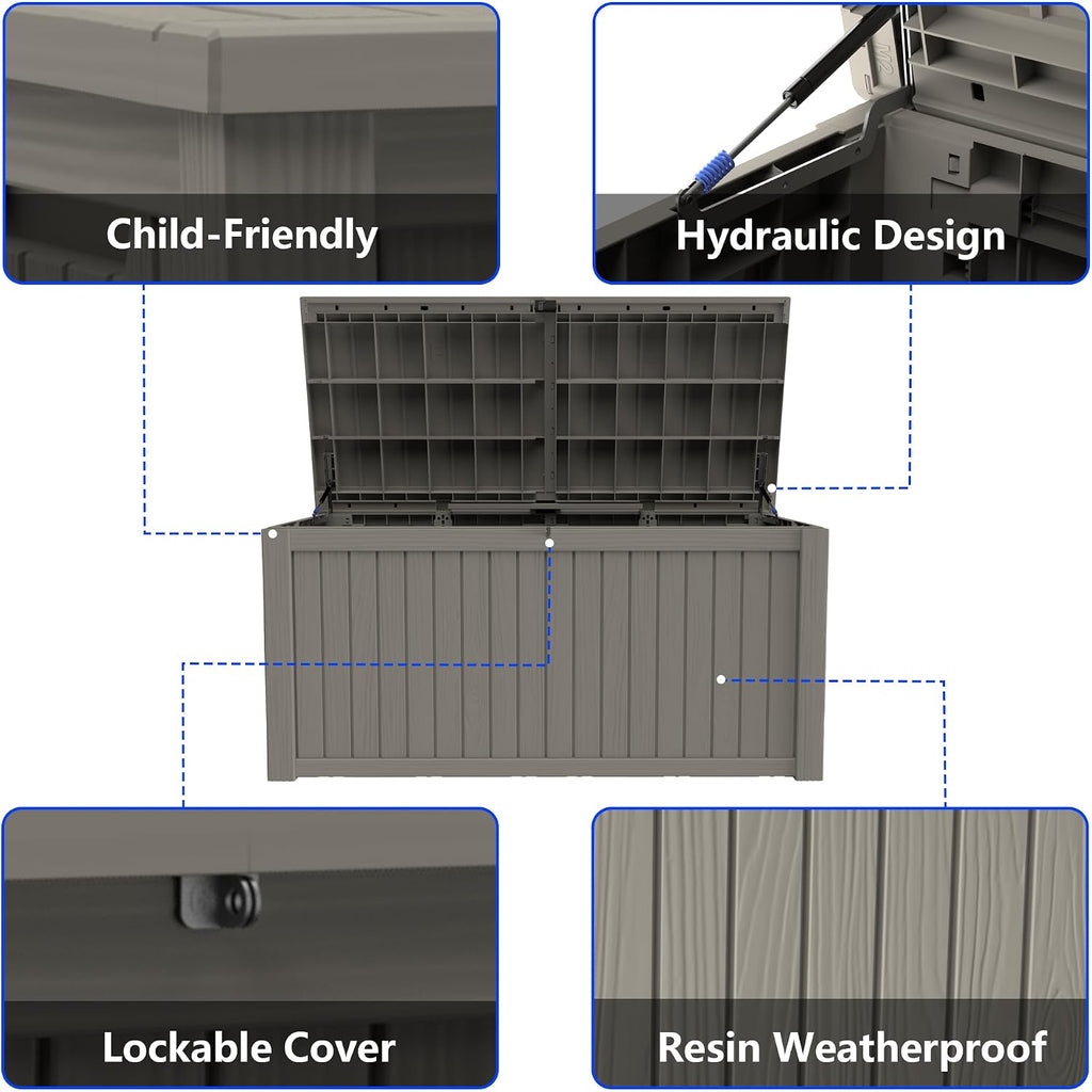 300 gallon outdoor storage box resin deck box, package contents