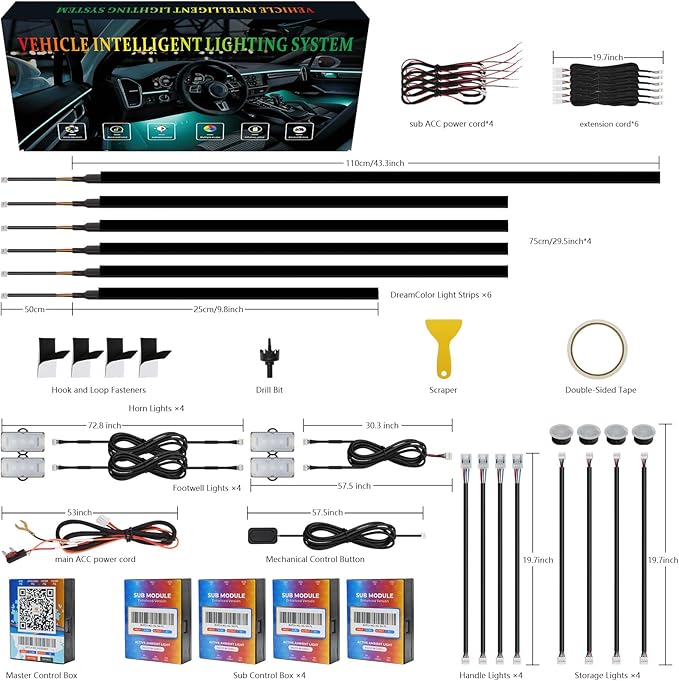 New Version Dreamcolor Acrylic Car Interior Lights 18 in 1 RGB Car Ambient