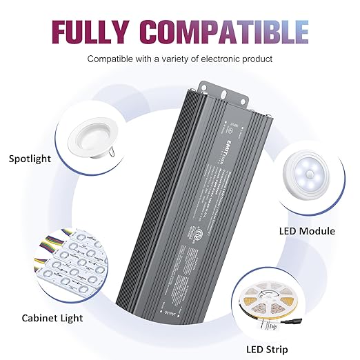 EMITEVER Triac Dimmable LED Driver, 2 Packs 150W Power Supply, AC 120V to DC