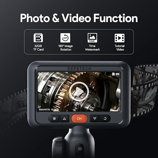 DEPSTECH 210° Two-Way Articulating Borescope, 0.24in Ultra-Slim Endoscope Camera
