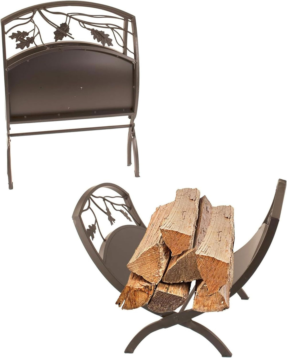 Panacea Colonial Compact Foldable Open Top Powder-Coated Steel Oak Leaf Desig...