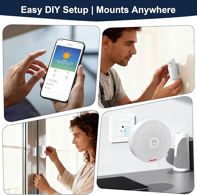 150W Wireless Security System for House, WiFi Door/Window Sensors Alarm System