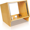 Sound Town DIY 8U Angled Desktop Turret Studio Rack, Solid Carbonized Bamboo