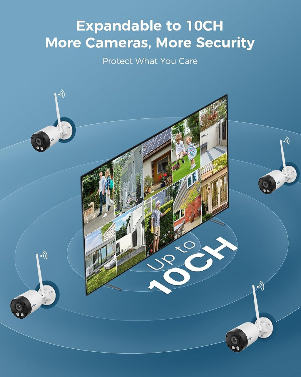 Hiseeu 8MP Outdoor Wireless Security Camera, 10" Touch Screen NVR, 1TB HDD