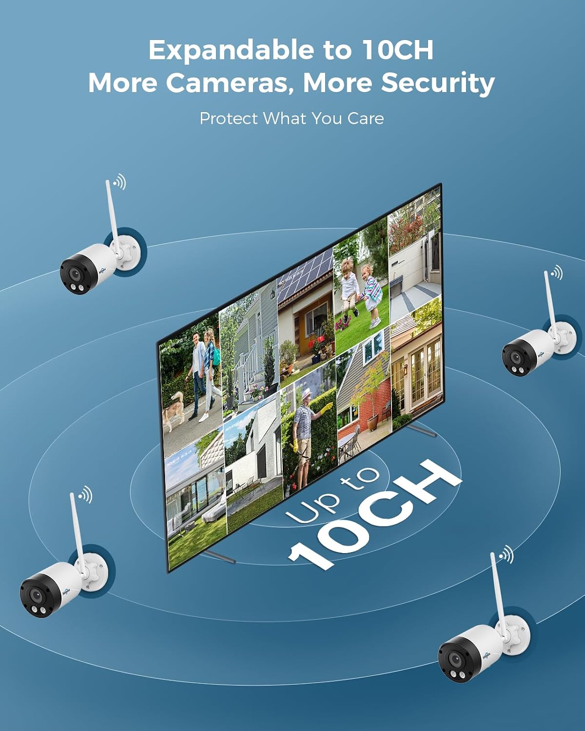 Hiseeu 8MP Outdoor Wireless Security Camera, 10" Touch Screen NVR, 1TB HDD