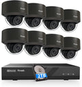 PANOOB 8 Channel Security Camera System, 8X 4K IK-10 Vandal-Proof PoE Dome