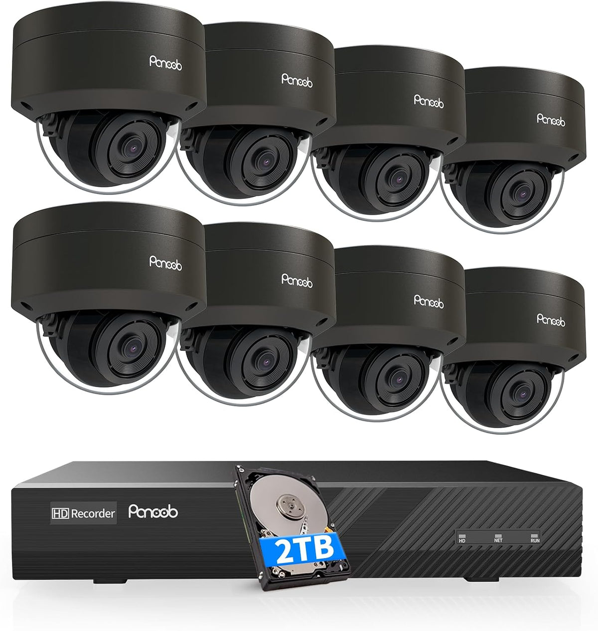 PANOOB 8 Channel Security Camera System, 8X 4K IK-10 Vandal-Proof PoE Dome