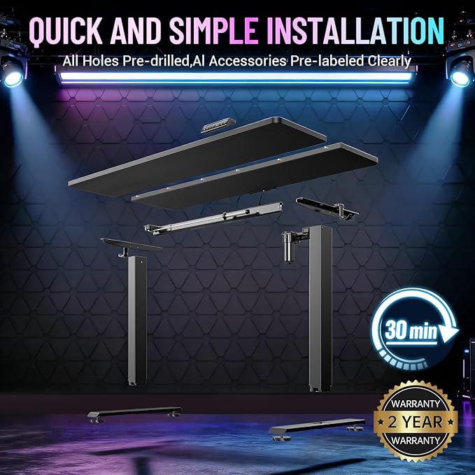 Veken 55 Inch Large Electric Standing Gaming Desk, Heights Adjustable, Sit to