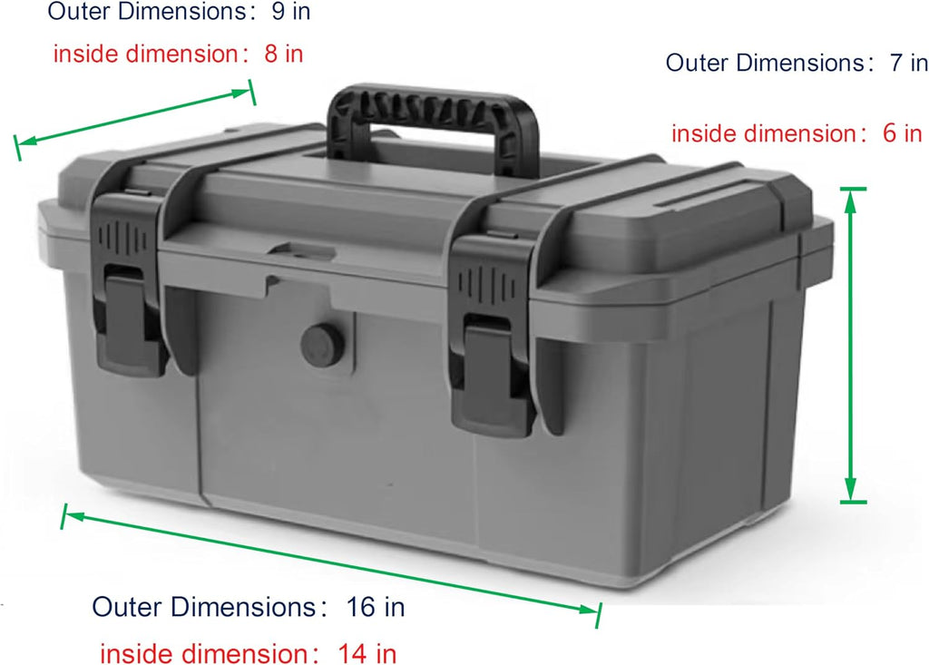 Heavy-Duty Tractor ROPS Toolbox, With Mounting Bracket, With Keyhole, Heavy Duty Toolbox, Tractor, ATV, UTV, Truck, Utility Vehicle Universal (Gray 16")