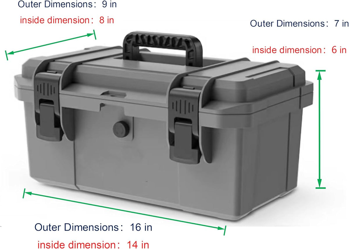 Heavy-Duty Tractor ROPS Toolbox, With Mounting Bracket, With Keyhole, Heavy Duty Toolbox, Tractor, ATV, UTV, Truck, Utility Vehicle Universal (Gray 16")