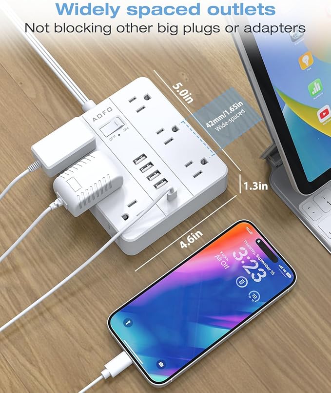 AOFO 25FT Surge Protector Power Strip, 12 AC Outlets