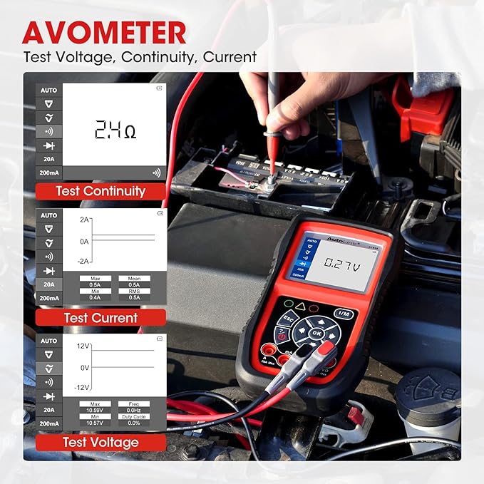 Autel AL539B OBD2 Scanner, 3-in-1 Code Reader Battery Tester Avometer