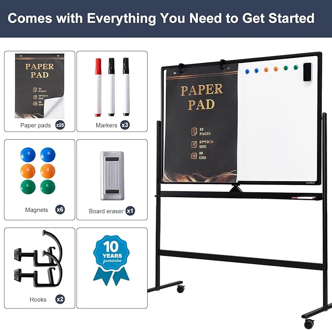 Dry Erase Whiteboard Easel on Wheels