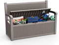 PatioZen 80 Gallon Outdoor Storage Bench Deck Box Waterproof Lockable,Outdoor Storage Furniture for Patio,Garden and Porch,Tools and Cushions（ Grey）