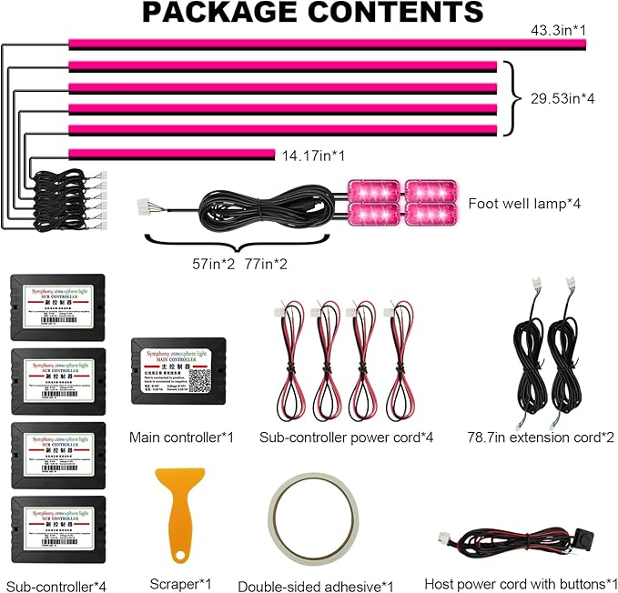 Interior Car LED Strip Lights, AMKI Acrylic LED Lights RGB 10 in 1